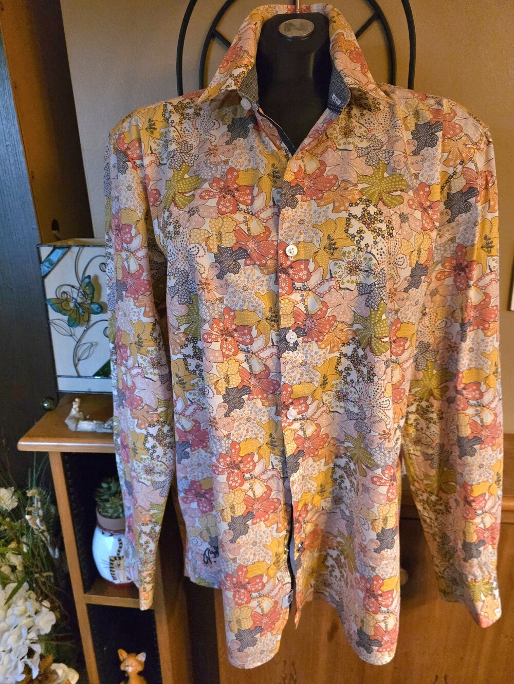 John Lennon By English Laundry Men's Floral Button-Down Shirt in Multi-Color L